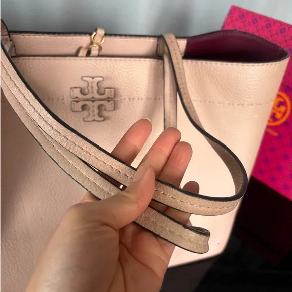 Tory Burch McGraw Pink Leather Tote Bag - Picture 6 of 14